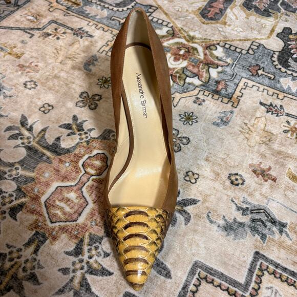 Alexandre Birman Snake Skin Suede Pointed Toe Heels Italian Pumps Women's Size 7 - Picture 16 of 16